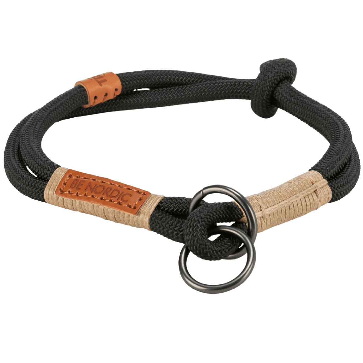 Zgarda Semistrangulanta Pentru Caini Be NORDIC, Cordelina Neagra, Marime L-XL, 55cm