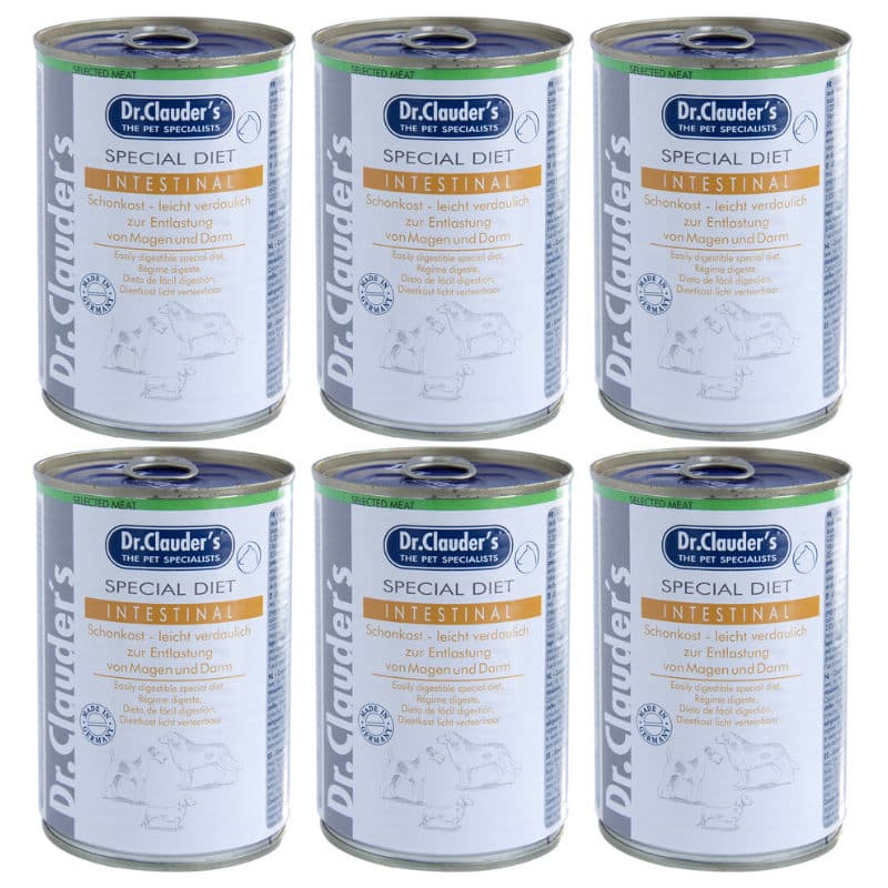 DR. CLAUDER'S Intestinal, Dieta Umeda Pentru Caini Sensibili sau cu Afectiuni Gastrointestinale, 6x400g