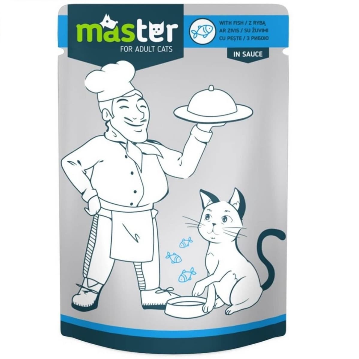 MASTER CAT Plic Hrana Umeda, cu Peste in Sos, Pentru Pisici Adulte, 80g