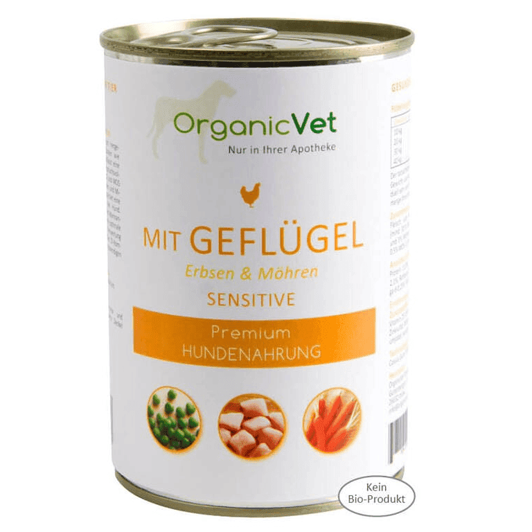 OrganicVet Sensitive cu Pasare, Mazare si Morcovi 400 g