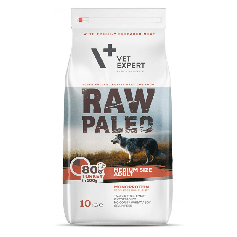 RAW PALEO Medium Size Adult, Curcan, Hrana Uscata Monoproteica, Fara Cereale, Caine, 10kg