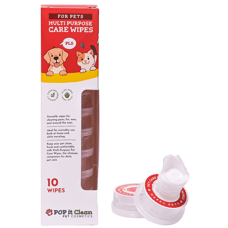 POP It Clean Servetele Umede Hipoalergenice Multifunctionale pentru Igiena Zilnica la Caini si Pisici 10 buc | Curatare Delicata pentru Labute, Blana, Fata si Urechi
