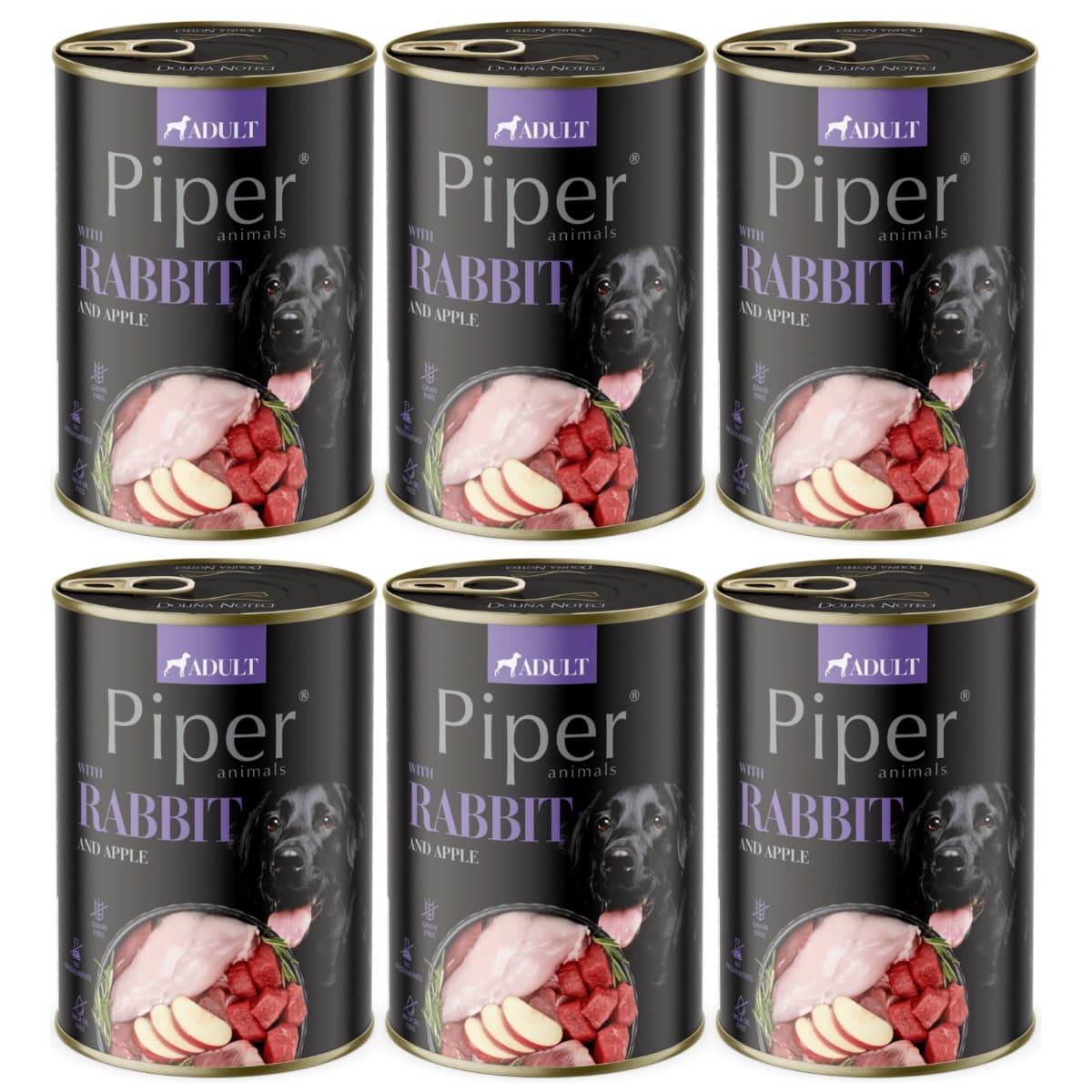 PIPER Animals, cu Iepure si Mar, Set Conserve Hrana Umeda Pentru Caini, 6x400g