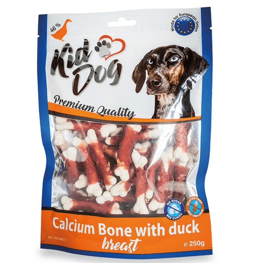 KIDDOG Oase cu Calciu și Piept de Rata pentru Caini, 250 g