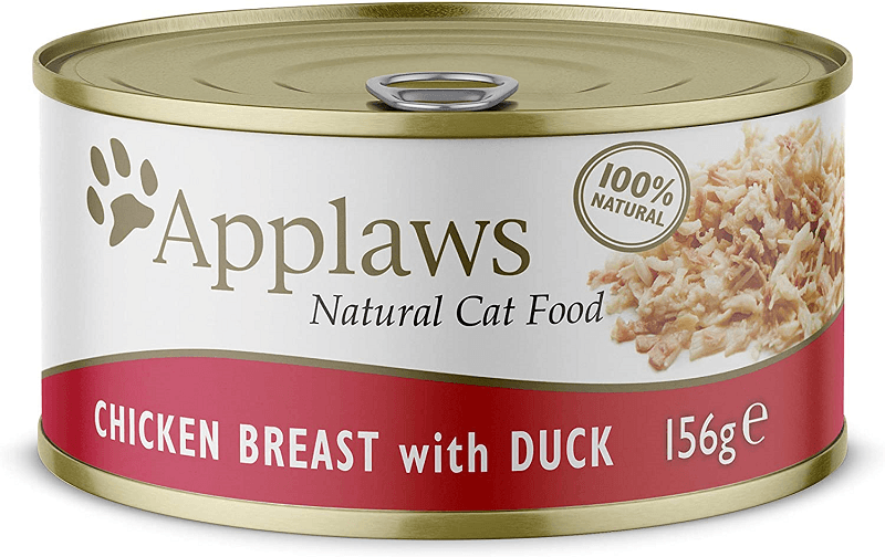 APPLAWS 100% Natural, Conserva Hrana Umeda Pisici, Piept de Pui si Rata in Supa, 156g