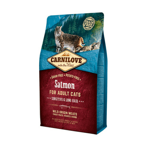 CARNILOVE CAT cu Somon Pentru Pisici Sensibile sau cu Par Lung 2 Kg
