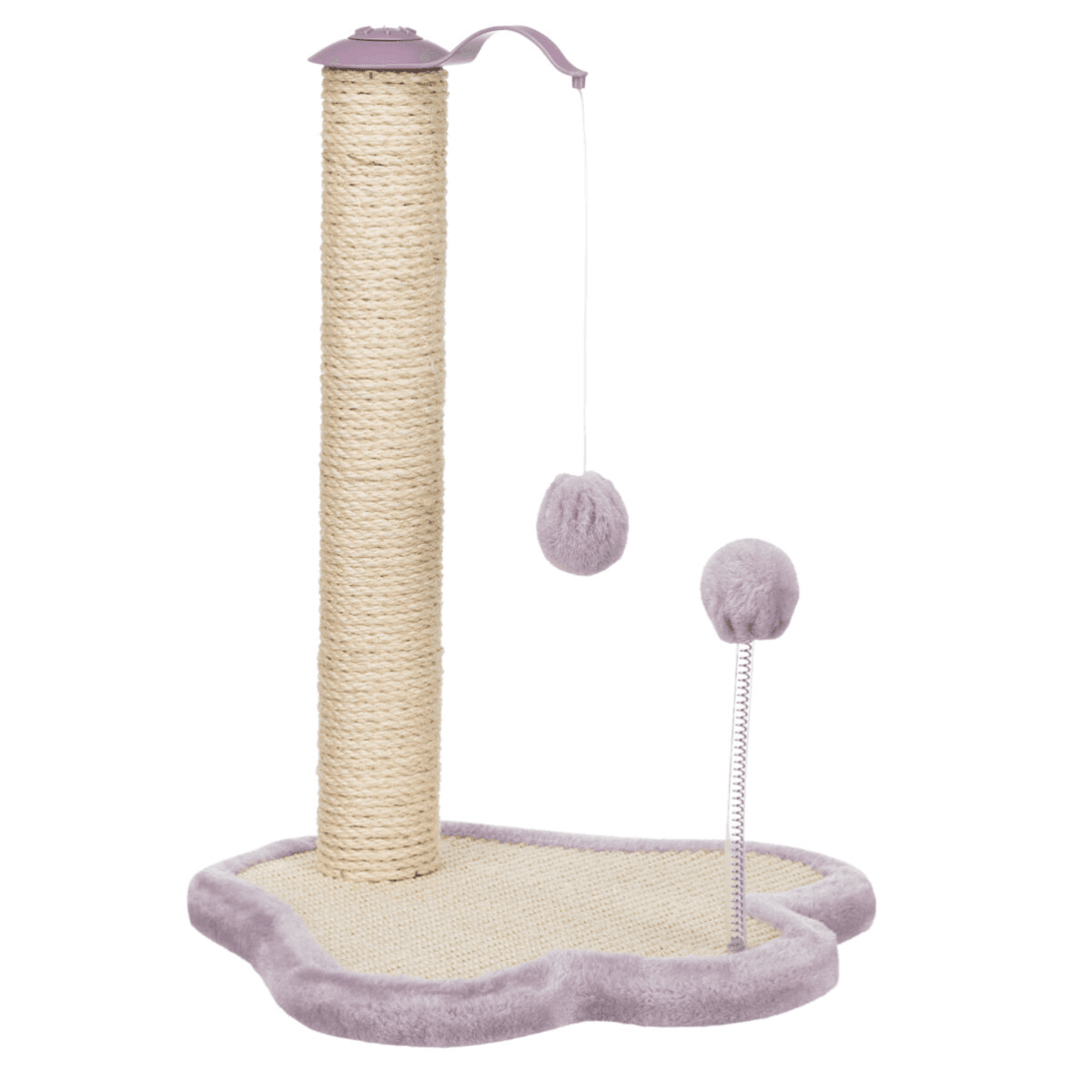 Sisal Pisici JUNIOR SCRATCHING PAW, 2 Jucarii, Plus Mov, 40x38cm
