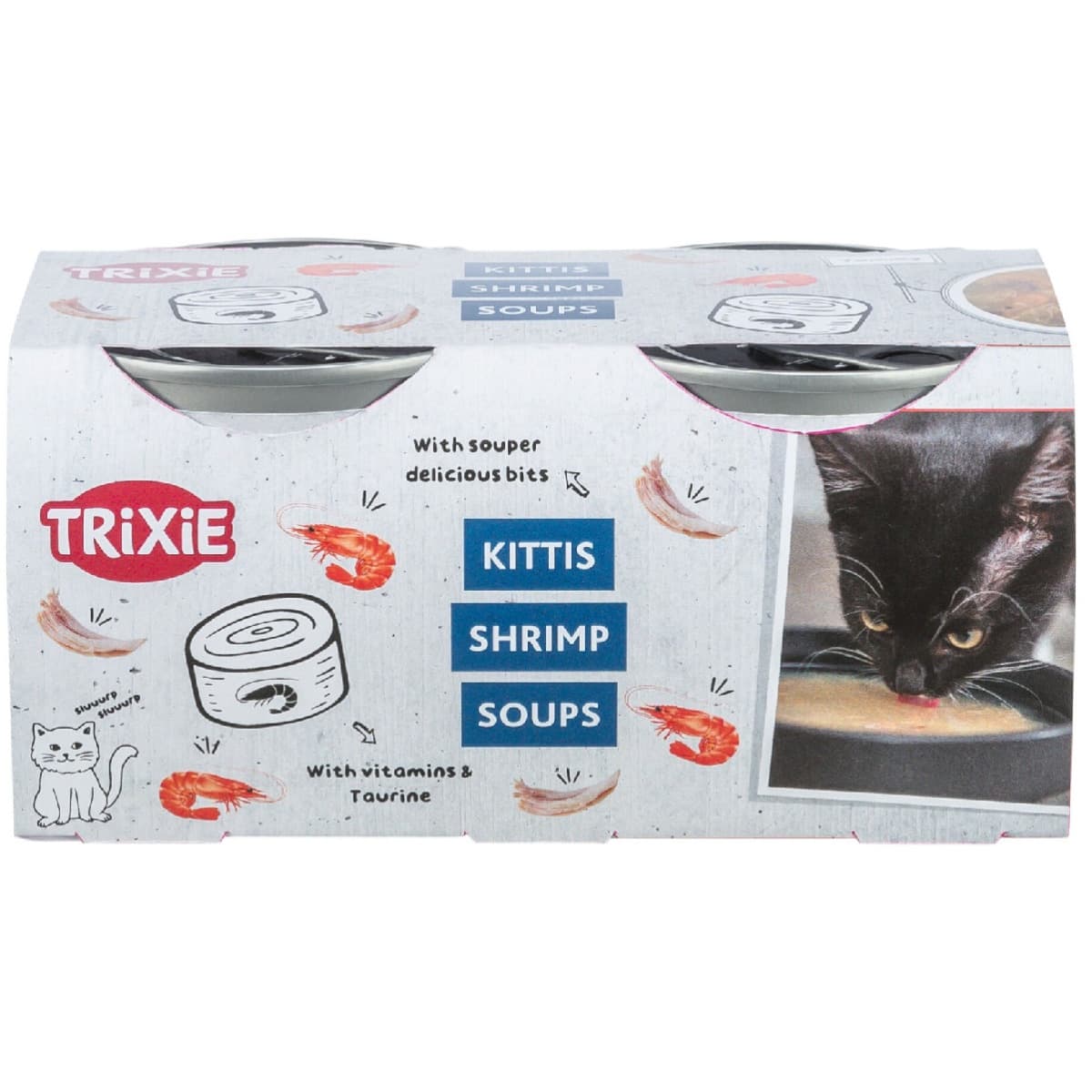 KITTIS, Set Conserve Hrana Umeda Pentru Pisici, Supa de Creveti, 4x80g