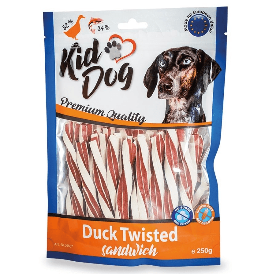 KIDDOG Sandwich Rasucit, cu Rață si Cod, pentru Câini, 250 g