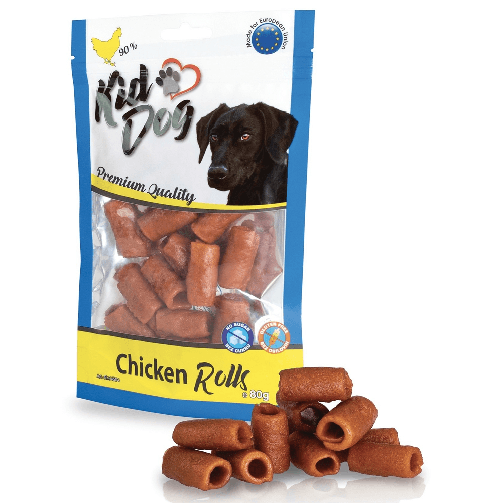 KIDDOG Rulouri de Pui pentru Câini, 80g