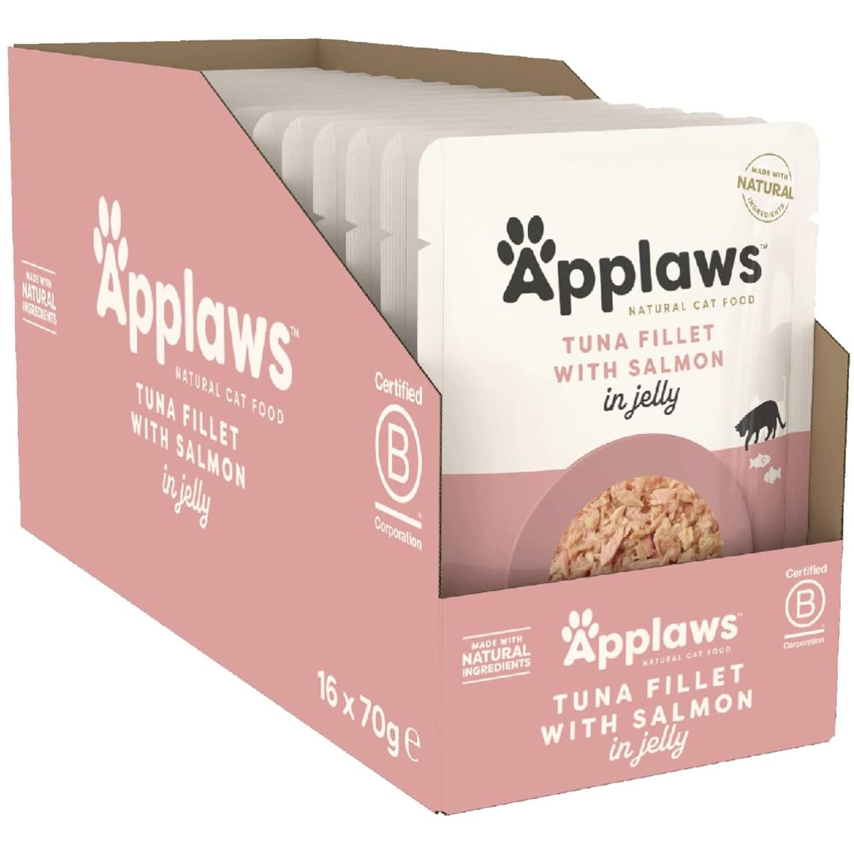 APPLAWS Bax Hrana Umeda Pisici, Ton si Somon in Aspic, 16x70g