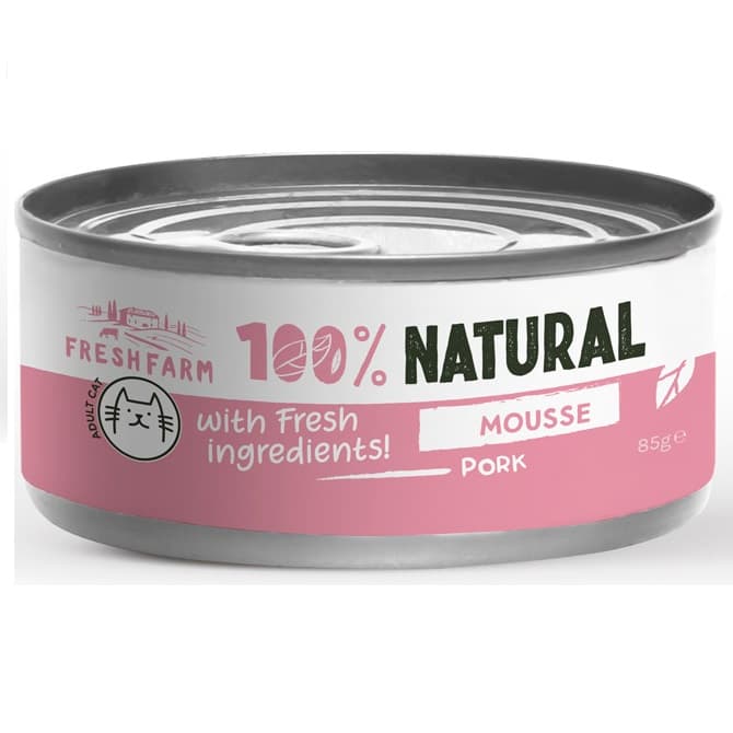 FRESH FARM Mousse Pate, cu Porc si Pui, 85 g - Hrana Umeda Fara Cereale pentru Pisici, Textura Fina de Pate