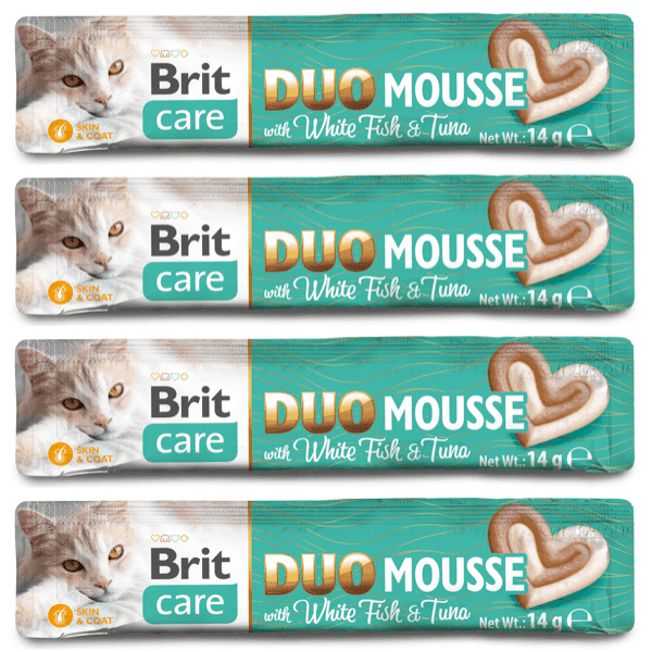 BRIT CARE Cat Creamy Duo Mousse cu Peste Alb si Ton 4x14 g