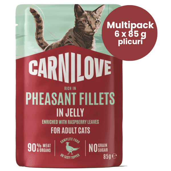 CARNILOVE Cat cu Fazan si Frunze de Zmeura in Aspic Multipack 6x85 g