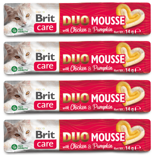BRIT CARE Cat Creamy Duo Mousse cu Pui si Dovleac 4x14 g