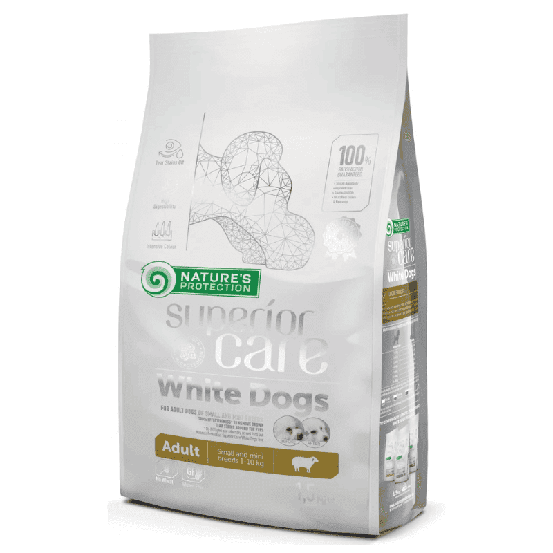 NATURE'S PROTECTION Superior Care White Dogs Small & Mini Breeds Adult cu Miel 10 kg | Hrana Uscata Super Premium pentru Caini Adulti Toy si de Talie Mica