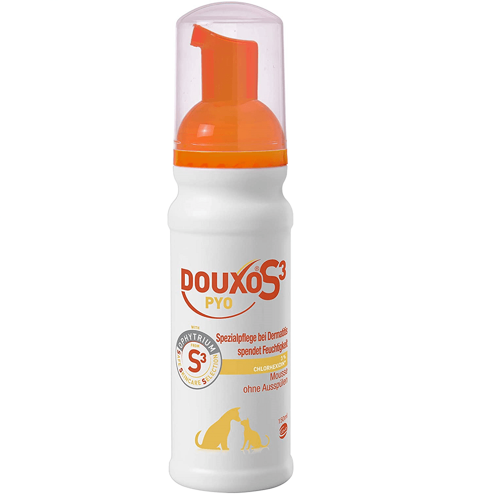 DOUXO S3 PYO Spumă Dermatologică Fără Clătire Antiseptică cu Clorhexidină pentru Câini și Pisici 150 ml