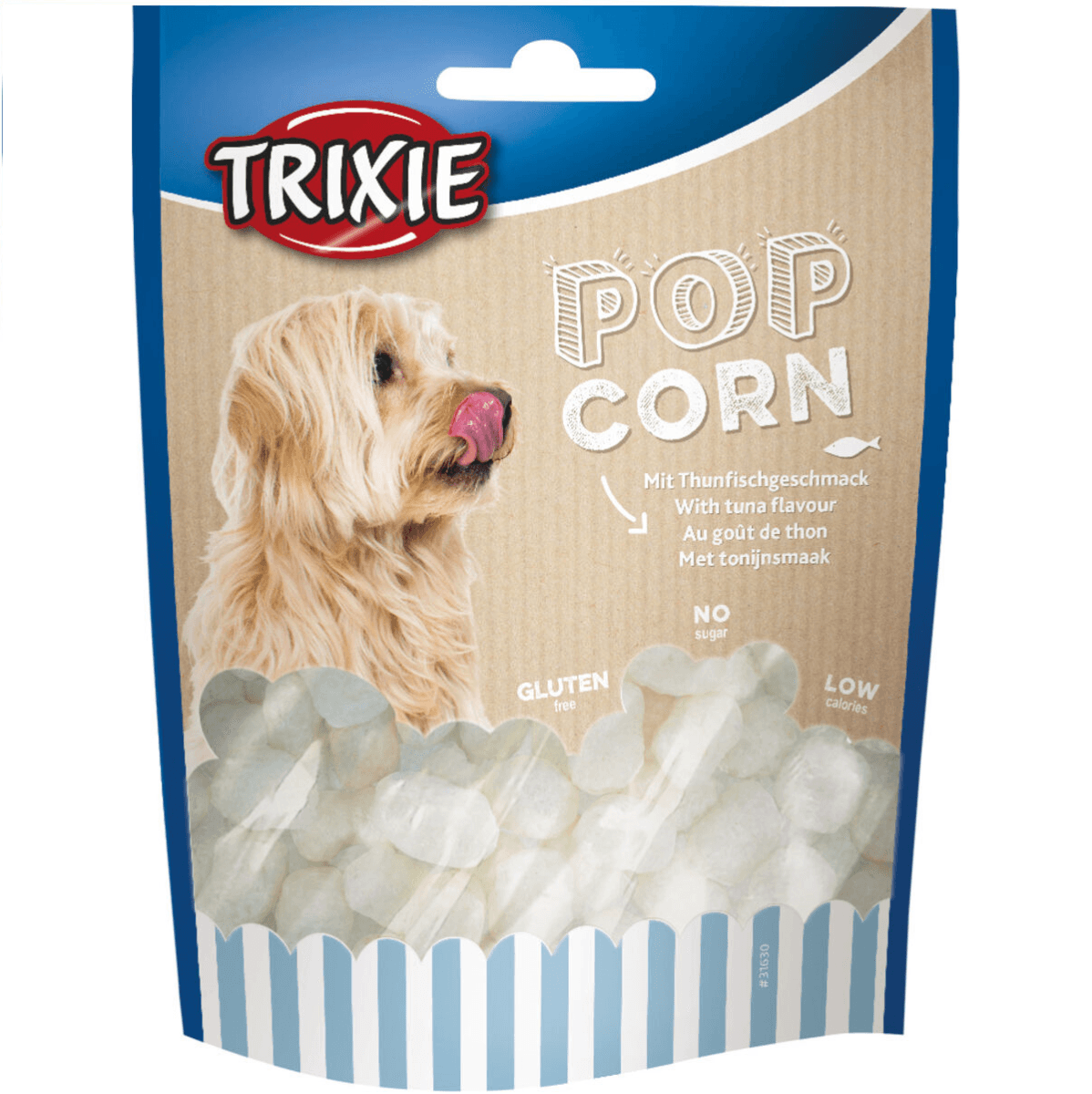 Recompense Hipocalorice Pentru Caini Supraponderali TRIXIE Pop Corn, cu Aroma de Ton, 100g