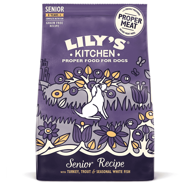 LILY'S KITCHEN Senior Recipe, cu Curcan si Pastrav, Hrana Uscata Fara Cereale Pentru Caini Seniori 1kg