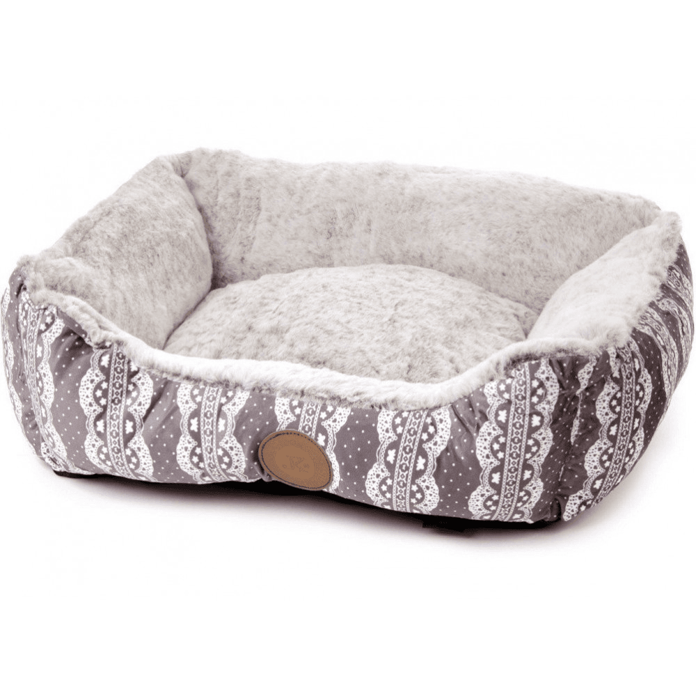 Culcus Imblanit Pentru Caini si Pisici, Poliester si Plus Gri 50x40x17cm
