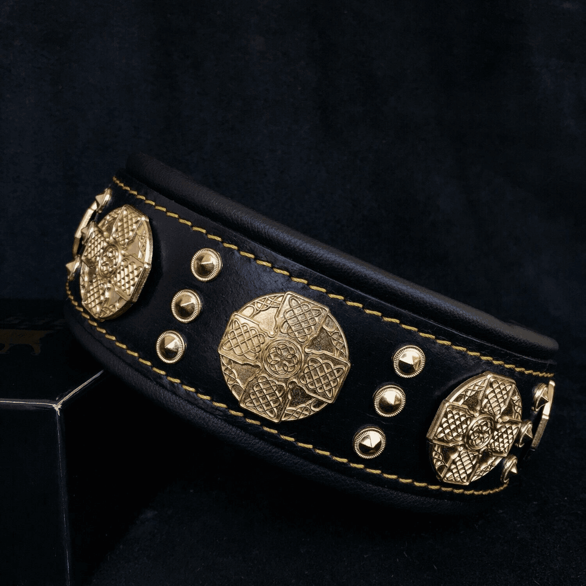 BESTIA DOG GEAR Maximus, Zgarda Piele Pentru Caini, Marime S 35-42.5 cm