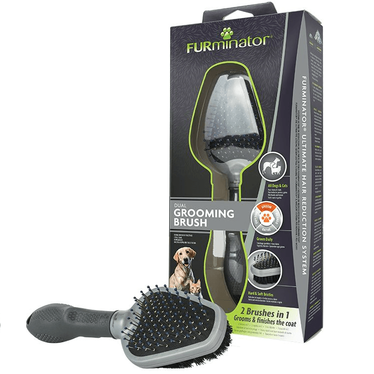 FURMINATOR Dual Grooming, Perie Profesionala Dubla, cu Pini Metalici si Par Mistret, Pentru Caini si Pisici