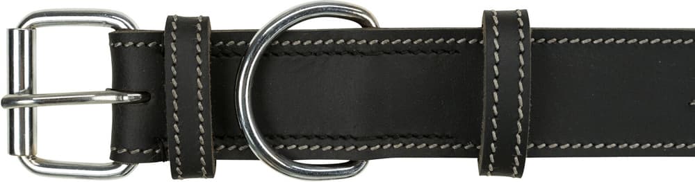 TRIXIE Rustic Heartbeat, Zgarda din Piele Pentru Caini, Reglabila, Neagra, Marime L 47-55cm