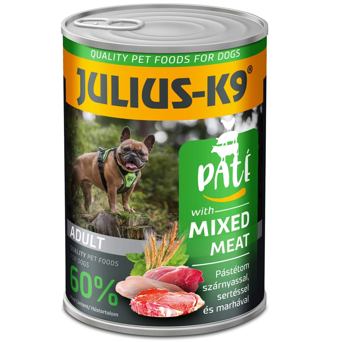 JULIUS K9 DOG, Conserva Hrana Umeda Pentru Caini, Pate cu Mix de Carne, 400g
