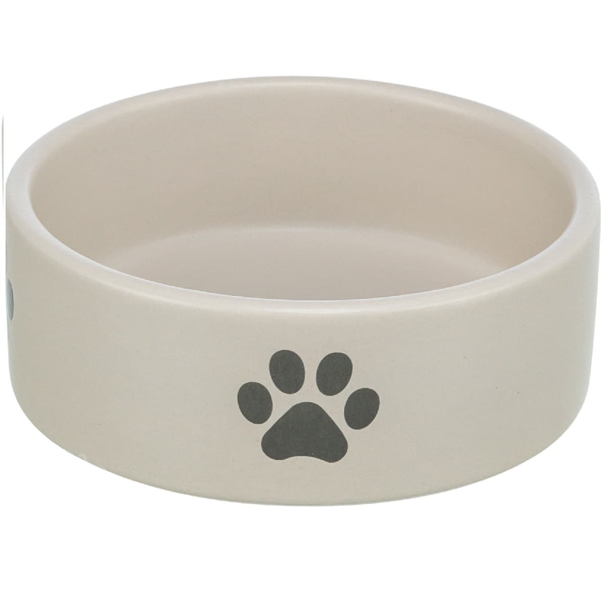 Castron Ceramic Pentru Caini, Gri | Gri Inchis, Print cu Labute, 300ml | 13cm
