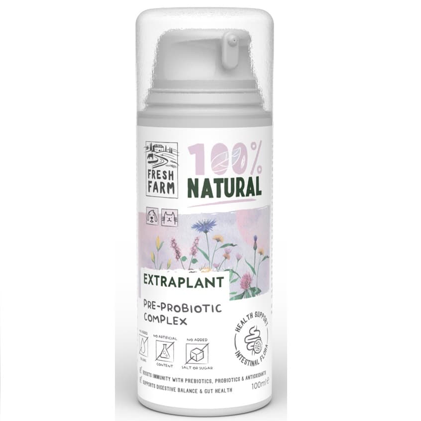 FRESH FARM Extraplant Pre-Probiotic Complex 100 ml - Supliment Sinbiotic pentru Digestie Sanatoasa si Imunitate la Caini si Pisici