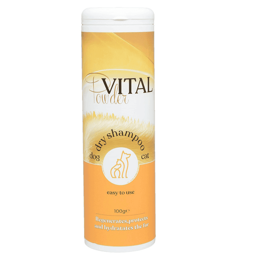 PROMEDIVET Powder Vital Dry Shampoo 100 g - Sampon Uscat pentru Caini si Pisici, Curatare Rapida fara Apa