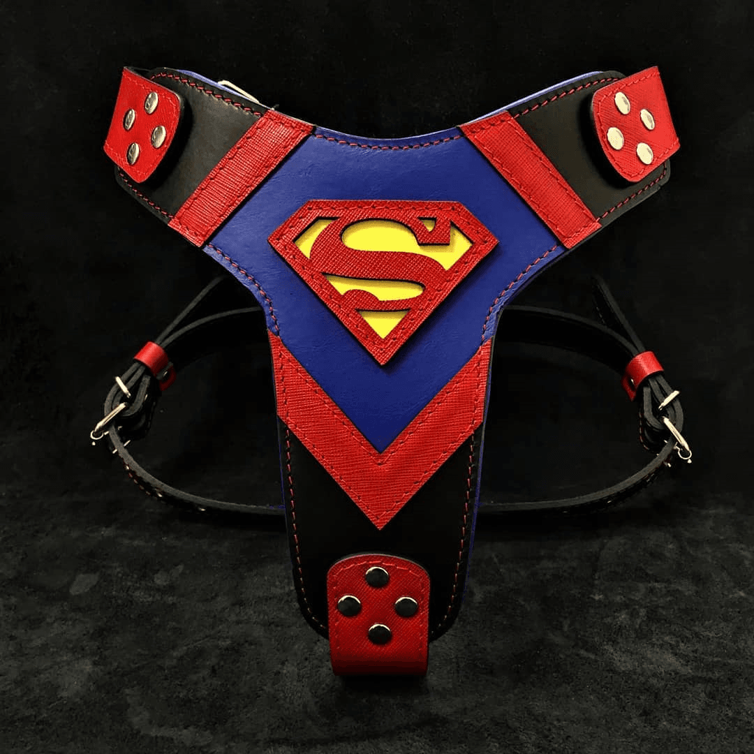 BESTIA DOG GEAR "Superman", Ham din Piele Pentru Caini, Marime L 60-115cm