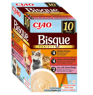 CIAO Churu Bisque Variety cu Pui, Pui cu Vita si Ton cu Somon 10x40 g