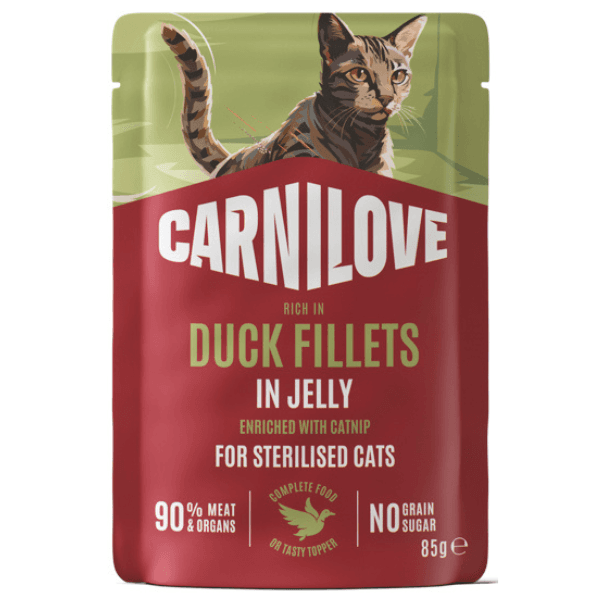 CARNILOVE Cat Sterilised cu Rață și Catnip 85 g