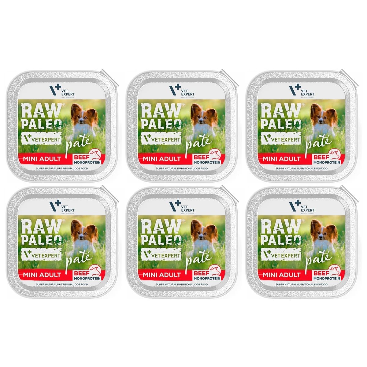 RAW PALEO Pate, cu Vita, Set Conserve Hrana Umeda Monoproteica Pentru Caini Adulti, 6x150g