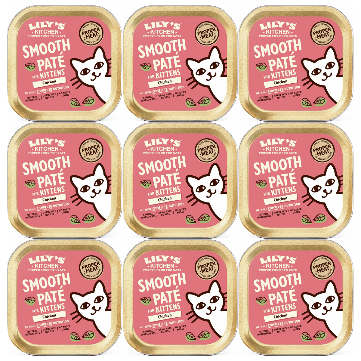 LILY'S KITCHEN Smooth Pate, For Kittens cu Pui, Set Conserve Hrana Umeda Fara Cereale Pentru Pui de Pisica 9x85g