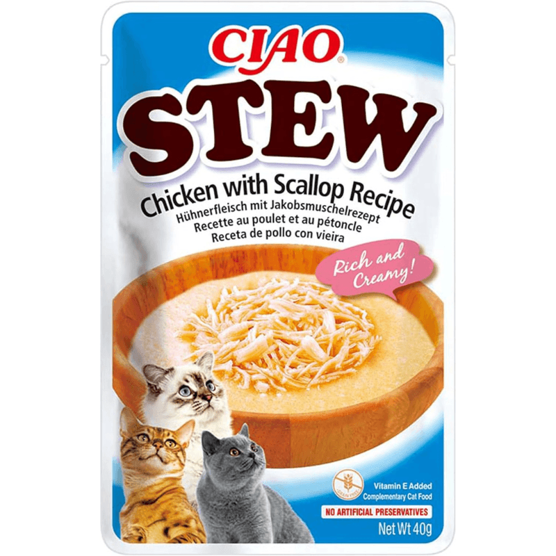 CIAO CHURU Stew Fasii de Pui in Supa Cremoasa de Scoici 40 g