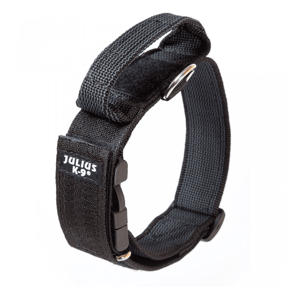 JULIUS K9 Zgarda Caini, cu Maner, Nylon Gri, 38-53cm