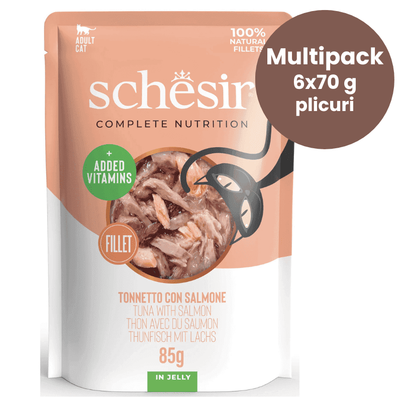 SCHESIR Cat Ton cu Somon in Aspic Multipack 6x85 g Plic