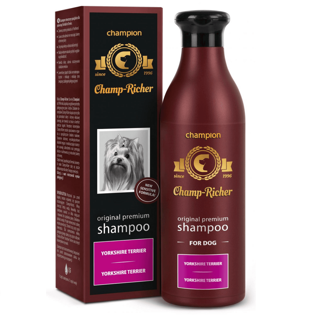 CHAMP RICHER, Sampon Profesional Concentrat 1:5, Pentru Caini Yorkshire Terrier, 250ml