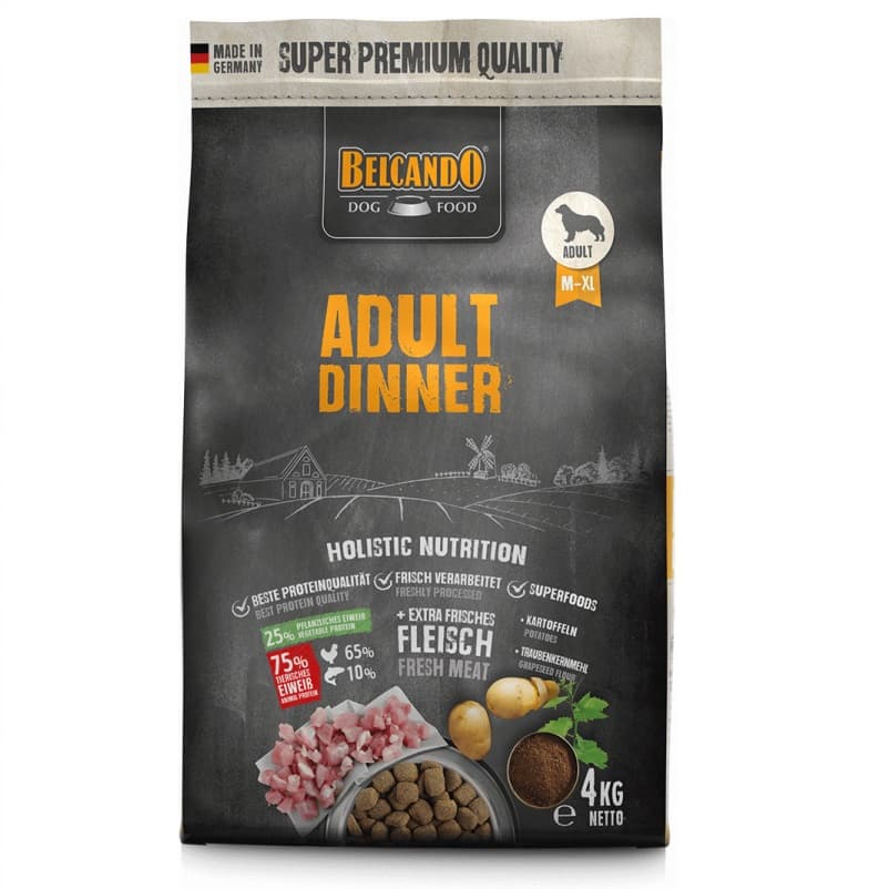 BELCANDO Adult Dinner, Hrana Uscata Pentru Caini, 4kg