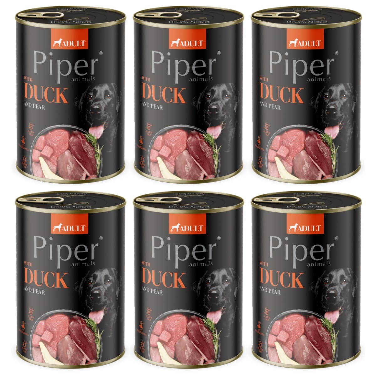 PIPER Animals, cu Rata si Pere, Set Conserve Hrana Umeda Pentru Caini, 6x400g