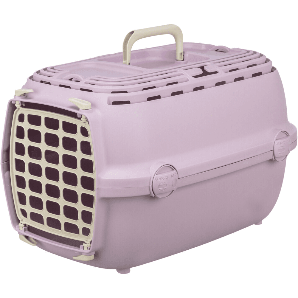 Trixie Cusca de Transport RELAX – Cusca din Plastic pentru Caini si Pisici, max. 6 kg, 32x30x48 cm, Roz – Siguranta si Confort