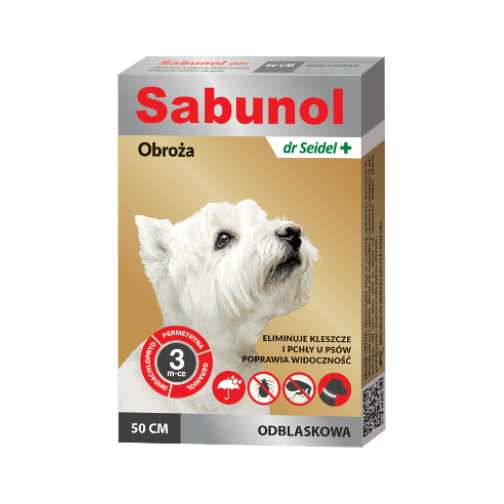 SABUNOL GPI Reflective Zgarda Antiparazitara Reflectorizanta, Protectie 3 Luni, Pentru Caini Talie Medie 10-25kg