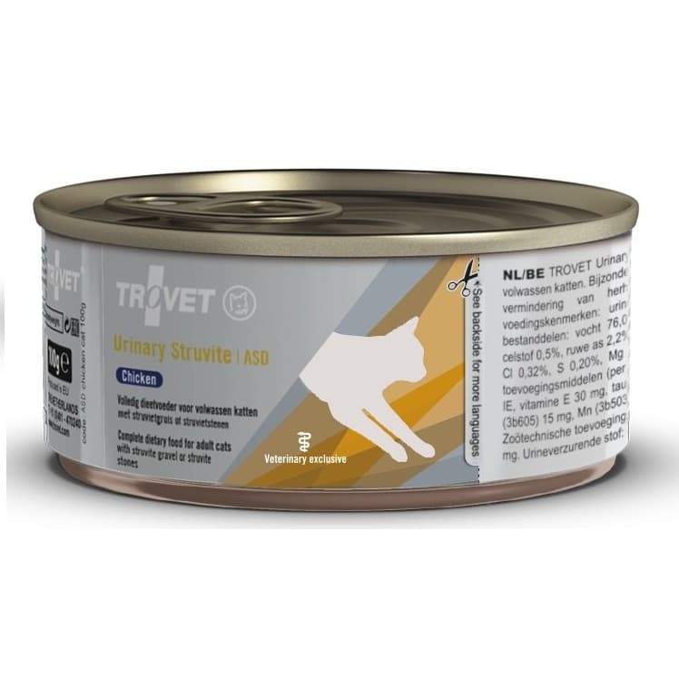 TROVET Urinary Struvite Cat Conserva 100 g – Hrana Umeda Dietetica pentru Pisici cu Predispozitie la Formarea de Calculi Urinari (struviti)