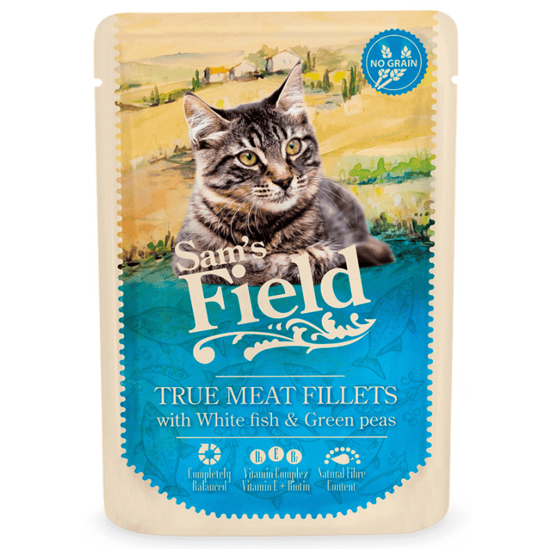 SAM'S FIELD Cat Pouch White Fish & Peas 85 g