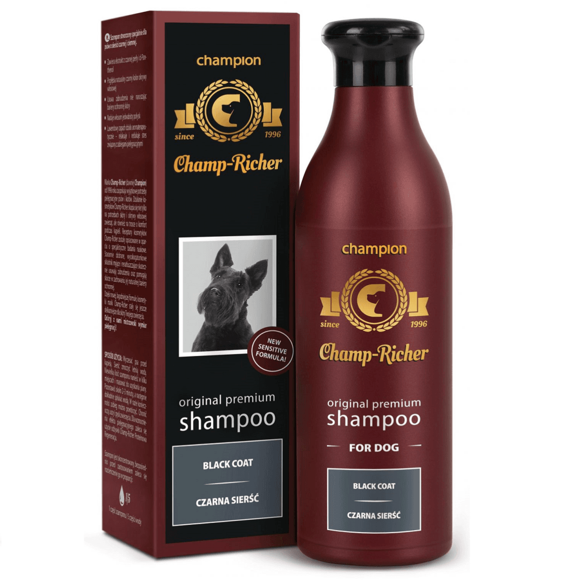 CHAMP RICHER, Sampon Profesional Concentrat 1:5, Pentru Caini cu Blana Neagra,, 250ml