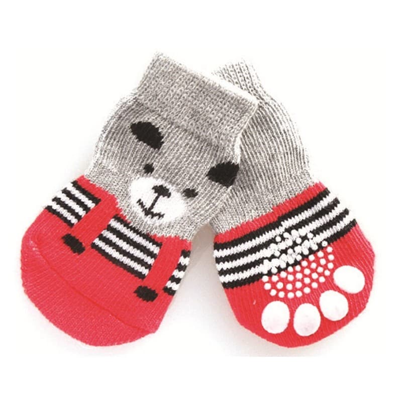 Sosete Protectoare Antialunecare Pentru Caini RED BEAR, Marime S, set 4buc