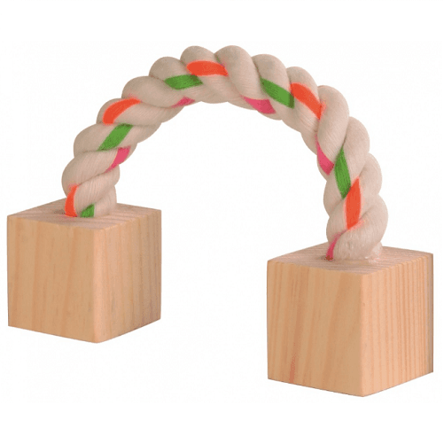 Jucarie din Franghie si Lemn Pentru Rozatoare, 20cm