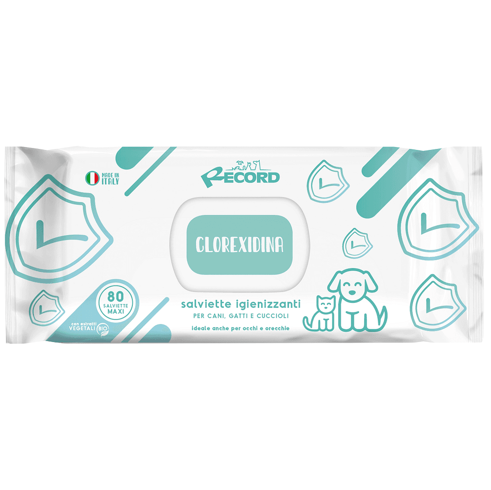 RECORD Servetele Umede Antiseptice, cu Clorhexidina, Efect Antibacterian si Antimicotic, Curatare Labute, Fata, Urechi si Pliuri ale Pielii, 80buc.